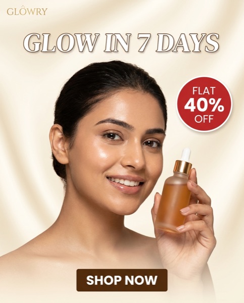 Meta ad creative with offer for skincare brand
