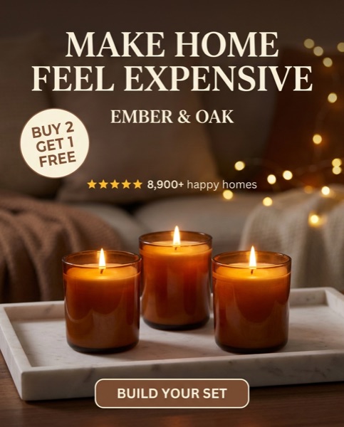 Meta ad creative with bundle offer for candle brand