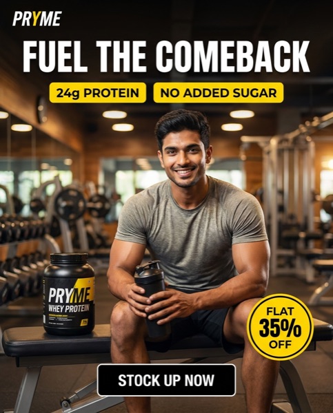 Meta ad creative with claims for protein brand