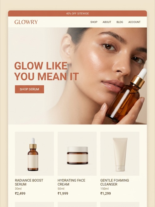 Skincare brand homepage design