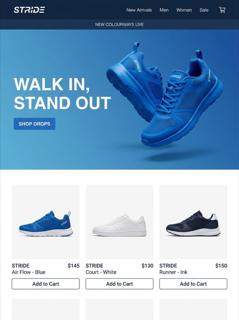 Sneaker brand homepage design